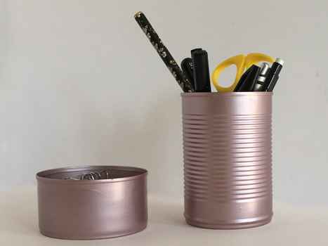 Rose Gold tin can Pen pot