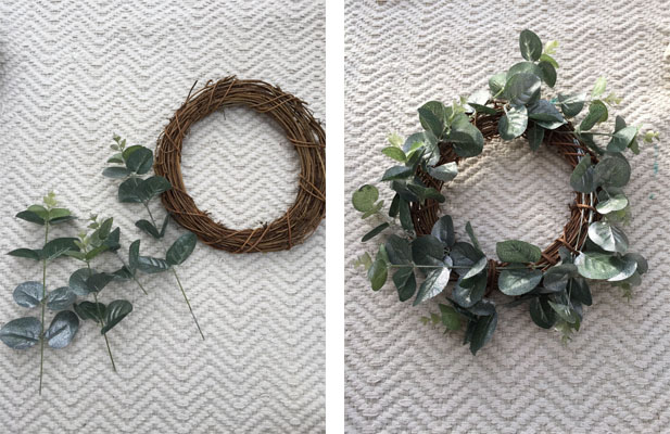 REader project wreath before and after