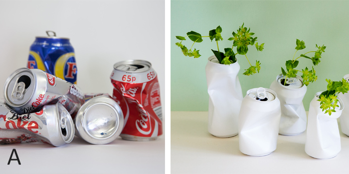 From crushed drink cans to vases 