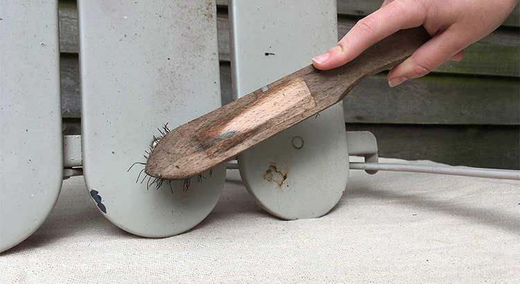 2 - use wire brush to remove flakes of rust and old paint